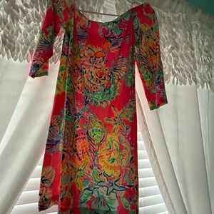 Lilly Pulitzer Red Sheath Dress with 3/4 Sleeves